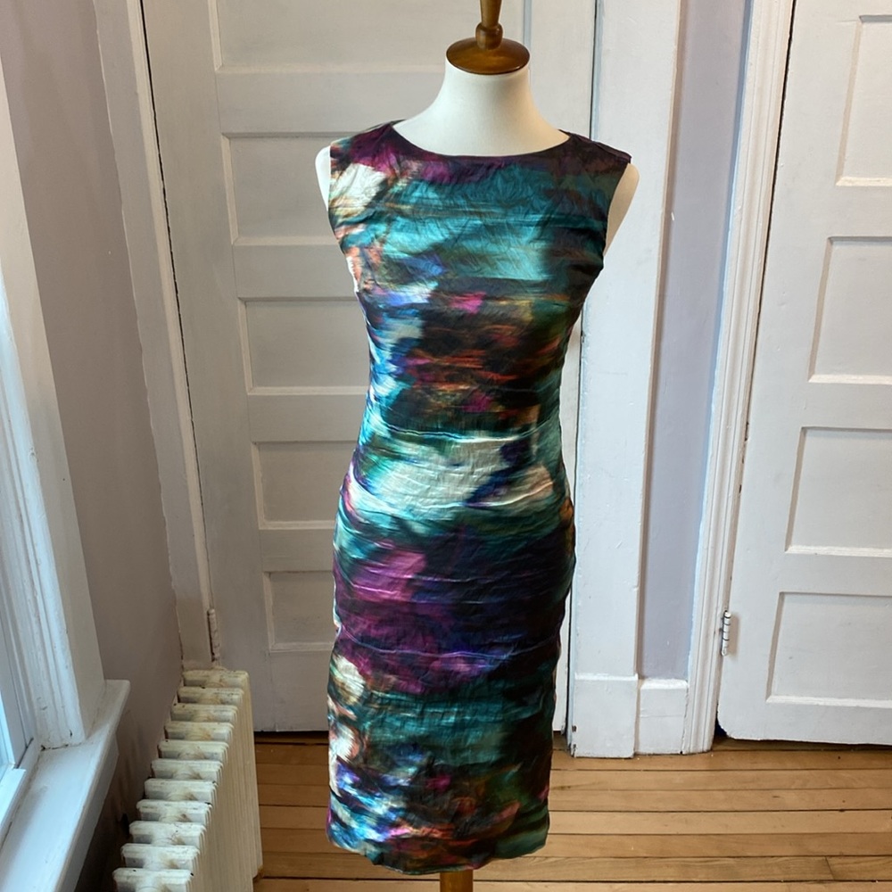 Nicole Miller Motion Blur Metallic Midi Dress, Size 2 - Picture 11 of 17